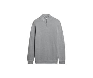 Sweatshirt SUPERDRY "Strickpullover Cotton Texture Henley", Herren, Gr. M, grau (hellgrau), Obermaterial: 100% Baumwolle CO., Sweatshirts Sweatshirt (25823112-M) hellgrau