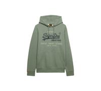 Kapuzensweatshirt SUPERDRY "SD-VL HERITAGE RELAXED HOOD", Herren, Gr. L, thyme grün marl, Jersey, Obermaterial: 55% Baumwolle, 45% Polyester, meliert, relaxed fit normal, ohne Ausschnitt, Rippbündchen