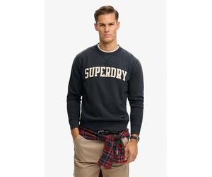 Sweatshirt SUPERDRY "VINTAGE ATHLETIC CREW", Herren, Gr. L, blau (eclipse navy), angeraute Sweatware, Obermaterial: 100% Baumwolle, bedruckt, loose fit normal, Rundhals, Rippbündchen, Sweatshirts Swea