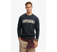 Sweatshirt SUPERDRY "VINTAGE ATHLETIC CREW", Herren, Gr. XXL, blau (eclipse navy), angeraute Sweatware, Obermaterial: 100% Baumwolle, bedruckt, loose fit normal, Rundhals, Rippbündchen, Sweatshirts Sw