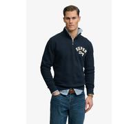 Sweatshirt SUPERDRY "VINTAGE ATHLETIC HALF ZIP", Herren, Gr. M, blau (eclipse navy), angeraute Sweatware, Obermaterial: 100% Baumwolle, meliert, loose fit normal, hoch geschlossener Ausschnitt, Sweats
