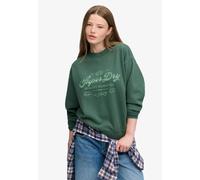 Sweatshirt SUPERDRY "VINTAGE WORKWEAR CREW", Damen, Gr. XL, jungle grün, Sweatware, Obermaterial: 80% Baumwolle, 20% Polyester, bedruckt, relaxed fit normal, Rundhals, Rippbündchen, Sweatshirts Sweats