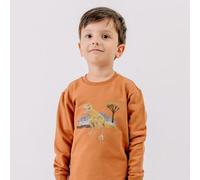 Sweatshirt Terracotta T-Rex platzierter Print Bio-Baumwolle GOTS - Walkiddy 98