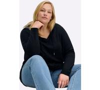 Sweatshirt SHEEGO, Damen, Gr. 52/54, blau (tiefblau), 50% Baumwolle, 50% Modal, unifarben, Sweatshirts Sweatshirt (64624654-52) tiefblau