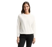 Sweatshirt TOM TAILOR, Damen, Gr. XS, whisper weiß, Sweatware, Obermaterial: 100% Baumwolle, unifarben, regular fit normal, Rundhals, Sweatshirts Sweatshirt, mit Kordelzug am Saum (87152247-XS) whispe