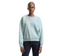 Sweatshirt TOM TAILOR DENIM, Damen, Gr. L, blau (silber cloud blau), Sweatware, Obermaterial: 70% Baumwolle, 30% Polyester, bedruckt, bequem, Rundhals, Rippbündchen, Sweatshirts Sweatshirt, Rundhals, 