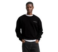 Sweatshirt TOM TAILOR DENIM, Herren, Gr. L, schwarz, Sweatware, Obermaterial: 70% Baumwolle, 30% Polyester, bedruckt, relaxed fit normal, Rundhals, Bündchen, Sweatshirts Sweatshirt, mit Schriftzügen (