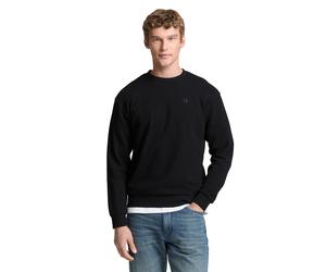 Sweatshirt TOM TAILOR DENIM, Herren, Gr. M, schwarz, Sweatware, Obermaterial: 100% Baumwolle, Strukturmuster, unifarben, regular fit normal, Rundhals, Rippbündchen, Sweatshirts Sweatshirt, mit Logo St