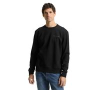 Sweatshirt TOM TAILOR, Herren, Gr. L, schwarz, Sweatware, Obermaterial: 70% Baumwolle, 30% Polyester, unifarben, regular fit normal, Rundhals, Rippbündchen, Sweatshirts Sweatshirt, mit Logo Stickerei 