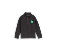 Sweatshirt TOM TAILOR, Jungen, Gr. 128/134, coal grau, Sweatware, Obermaterial: 100% Baumwolle, bedruckt, normal hüftbedeckend, Rundhals, Bündchen, Sweatshirts Sweatshirt, mit kleinem Print und Troyer