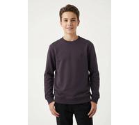 Sweatshirt TOM TAILOR, Jungen, Gr. 140, grau (coal grau), Sweatware, Obermaterial: 100% Baumwolle, unifarben, regular fit normal, Rundhals, Bündchen, Sweatshirts Sweatshirt, mit Logo-Badge (11698110-1