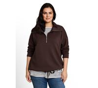 Sweatshirt TOM TAILOR PLUS, Damen, Gr. 46, java schwarz braun, Sweatware, Obermaterial: 51% Polyester, 42% Viskose, 7% Elasthan, unifarben, bequem hüftbedeckend, Rundhals, Sweatshirts Sweatshirt, mit