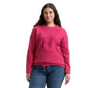 Sweatshirt TOM TAILOR PLUS, Damen, Gr. 52, cherry granita, Sweatware, Obermaterial: 100% Baumwolle, unifarben, regular fit normal, Rundhals, gerader Abschluss, Sweatshirts Sweatshirt, mit Kordelzug am