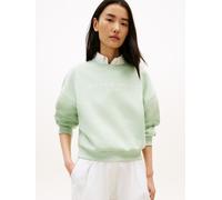 Sweatshirt TOMMY HILFIGER "CORP LOGO MDRN SWTSRT", Damen, Gr. L (42/44), gentle jade, Sweatware, Obermaterial: 63% Baumwolle, 37% Polyester, bedruckt, unifarben, regular fit normal, Rundhals, Rippbünd