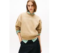 Sweatshirt TOMMY HILFIGER "CORP LOGO MDRN SWTSRT", Damen, Gr. XL (42), driftwood taupe, Sweatware, Obermaterial: 63% Baumwolle, 37% Polyester, bedruckt, regular fit normal, Rundhals, Rippbündchen, Swe