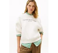 Sweatshirt TOMMY HILFIGER "CORP LOGO MDRN SWTSRT", Damen, Gr. XL (42), ecru heather, Sweatware, Obermaterial: 63% Baumwolle, 37% Polyester, bedruckt, meliert, regular fit normal, Rundhals, Rippbündche