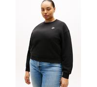 Sweatshirt TOMMY HILFIGER CURVE "CRV TH SCRIPT REG FLEECE SWTSRT", Damen, Gr. 46, schwarz, Sweatware, Obermaterial: 70% Baumwolle, 30% Polyester, unifarben, Rundhals, Sweatshirts Sweatshirt, in großen