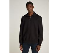 Tommy Hilfiger Herren Sweatshirt mit Reißverschluss Essential Fleece 1/4 Zip Troyer-Kragen, Schwarz (Black), M
