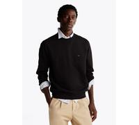 Sweatshirt TOMMY HILFIGER "ESSENTIAL FLEECE CREWNECK", Herren, Gr. S, schwarz, Sweatware, Obermaterial: 60% Baumwolle, 40% Polyester, unifarben, Basic hüftlang, Rundhals, eingesetzt Bündchen, Sweatshi