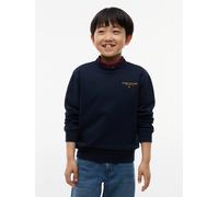 Sweatshirt TOMMY HILFIGER "ESSENTIAL LOGO SWEATSHIRT", Jungen, Gr. 10 (140), blau (dunkelblau), Sweatware, Obermaterial: 100% Baumwolle, unifarben, regular fit normal, Rundhals, Bündchen, Sweatshirts
