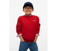 Sweatshirt TOMMY HILFIGER "ESSENTIAL LOGO SWEATSHIRT", Jungen, Gr. 16 (176), rot (rot glare), Sweatware, Obermaterial: 100% Baumwolle, unifarben, regular fit normal, Rundhals, Bündchen, Sweatshirts Sw