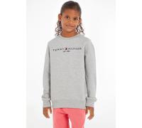 Sweatshirt TOMMY HILFIGER "ESSENTIAL SWEATSHIRT", Jungen, Gr. 14/164, grau (grau, meliert), Obermaterial: 100% Baumwolle, Basic schmal, Rundhals, Rippbündchen, Sweatshirts Sweatshirt (34900624-14) gra