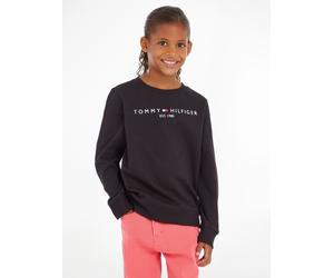 Sweatshirt TOMMY HILFIGER "ESSENTIAL SWEATSHIRT", Jungen, Gr. 16/176, schwarz, Sweatware, Obermaterial: 100% Baumwolle, bedruckt, Basic schmal, Rundhals, Rippbündchen, Sweatshirts Sweatshirt, für Jung