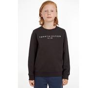 Sweatshirt TOMMY HILFIGER "ESSENTIAL SWEATSHIRT", Jungen, Gr. 7/122, schwarz, Obermaterial: 100% Baumwolle, bedruckt, Basic schmal, Rundhals, Rippbündchen, Sweatshirts Sweatshirt, Kinder Kids Junior M