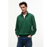 Sweatshirt TOMMY HILFIGER "ESSENTIAL TERRY NEW 1/4 ZIP", Herren, Gr. L, street grün, Sweatware, Obermaterial: 100% Baumwolle, regular fit, Bündchen, Sweatshirts Sweatshirt, Quarter-Zip aus Terry mit F