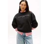 Sweatshirt TOMMY HILFIGER "CORP LOGO MDRN SWTSRT", Damen, Gr. L (42/44), schwarz, Sweatware, Obermaterial: 63% Baumwolle, 37% Polyester, bedruckt, regular fit normal, Rundhals, Rippbündchen, Sweatshir