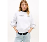 Sweatshirt TOMMY HILFIGER "EXT CORP LOGO", Damen, Gr. XS (34), th optic weiß, Sweatware, Obermaterial: 63% Baumwolle, 37% Polyester, bedruckt, regular fit normal, Rundhals, eingesetzt Rippbündchen, Sw