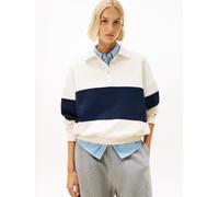 Tommy Hilfiger Damen Gold BTN Rugby Fleece SWTSRT WW0WW48785 Pullover Sweatshirt, Beige (Calico), XL, Beige (Calico), XL