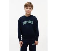 Sweatshirt TOMMY HILFIGER "HILFIGER VARSITY SWEATSHIRT", Jungen, Gr. 16 (176), blau (schwarz night navy), Sweatware, Obermaterial: 80% Baumwolle, 20% Polyester, unifarben, regular fit hüftlang, Rundha