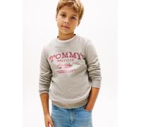 Sweatshirt TOMMY HILFIGER, Jungen, Gr. 7 (122), mid grau heather, Sweatware, Obermaterial: 68% Baumwolle, 32% Polyester, unifarben, regular fit normal, Rundhals, eingesetzt Bündchen, Sweatshirts Sweat