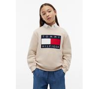 Sweatshirt TOMMY HILFIGER, Mädchen, Gr. 10 (140), beige (classic beige), Sweatware, Obermaterial: 100% Baumwolle, unifarben, regular fit normal, Rundhals, Bündchen, Sweatshirts Sweatshirt, Regular Fit