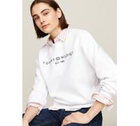 Tommy Hilfiger Damen Sweatshirt ohne Kapuze, Weiß (Th Optic White), XL