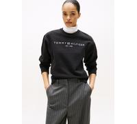 Sweatshirt TOMMY HILFIGER "MDRN REG CORP LOGO C-NK SWTSHRT", Damen, Gr. XXL (44), schwarz, Sweatware, Obermaterial: 64% Baumwolle, 36% Polyester, unifarben, regular fit hüftlang, Rundhals, Rippbündche