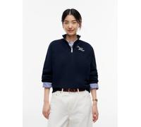 Sweatshirt TOMMY HILFIGER "SCRIPT REG MK-NK HALF ZIP SWT", Damen, Gr. L (42/44), dunkelblau, Sweatware, Obermaterial: 94% Baumwolle, 6% Polyester, unifarben, normal, Rundhals, Rippbündchen, Sweatshirt