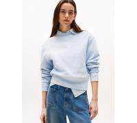 Sweatshirt TOMMY HILFIGER "SCRIPT REG PIQUE SWTSHRT", Damen, Gr. S (36), blau (breezy blau), Sweatware, Obermaterial: 85% Baumwolle, 15% Polyamid, unifarben, regular fit normal, Rundhals, Sweatshirts