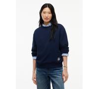 Sweatshirt TOMMY HILFIGER "SCRIPT TERRY MDRN C-NK SWTSHIRT", Damen, Gr. S (36/38), dunkelblau, Sweatware, Obermaterial: 100% Baumwolle, unifarben, normal, Rundhals, Sweatshirts Sweatshirt, Baumwolle (