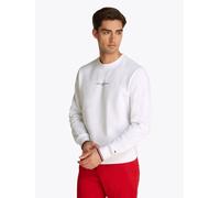 Sweatshirt TOMMY HILFIGER "SMALL TOMMY LOGO CREWNECK", Herren, Gr. M, weiß, Sweatware, Obermaterial: 63% Baumwolle, 37% Polyester, Rundhals, Rippbündchen, Sweatshirts Sweatshirt (95167324-M) weiß