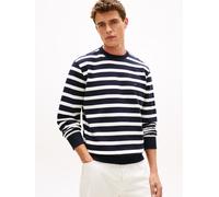 Sweatshirt TOMMY HILFIGER "TERRY BLOCK", Herren, Gr. L, desert sky, ecru, Sweatware, Obermaterial: 100% Baumwolle, gestreift, regular fit normal, Rundhals, eingesetzt Rippbündchen, Sweatshirts Sweatsh