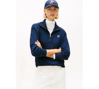 Sweatshirt TOMMY HILFIGER "TH SCRIPT HALF ZIP TERRY SWTSHRT", Damen, Gr. XXL (44), schwarz night navy, Sweatware, Obermaterial: 83% Baumwolle, 13% Polyester, 4% Elasthan, unifarben, regular fit, Rippb