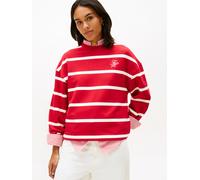 Sweatshirt TOMMY HILFIGER "TH SCRIPT MDRN TERRY SWTSHRT", Damen, Gr. XXL (44), primary rot, calico stp, Sweatware, Obermaterial: 83% Baumwolle, 13% Polyester, 4% Elasthan, gestreift, regular fit norma