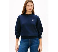 Sweatshirt TOMMY HILFIGER "TH SCRIPT REG SWEATSHIRT", Damen, Gr. XL (46), schwarz night navy, Sweatware, Obermaterial: 83% Baumwolle, 13% Polyester, 4% Elasthan, unifarben, gerade normal, Rundhals, Sw