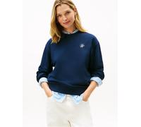 Sweatshirt TOMMY HILFIGER "TH SCRIPT REG TERRY SWTSHRT", Damen, Gr. XXXL(46), schwarz night navy, Sweatware, Obermaterial: 83% Baumwolle, 13% Polyester, 4% Elasthan, unifarben, regular fit normal, Run