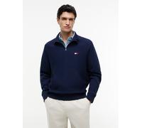 Sweatshirt TOMMY HILFIGER "TOMMY FLAG ELEVATED 1/4 ZIP", Herren, Gr. M, blau (carbon navy), Sweatware, Obermaterial: 100% Baumwolle, unifarben, regular fit hüftbedeckend, hoch geschlossener Ausschnitt