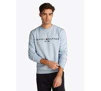 Sweatshirt TOMMY HILFIGER "TOMMY LOGO", Herren, Gr. L, blau (breezy blau), Sweatware, Obermaterial: 70% Baumwolle, 30% Polyester, normal hüftbedeckend, Rundhals, eingesetzt Rippbündchen, Sweatshirts S