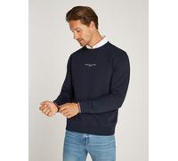 Sweatshirt TOMMY HILFIGER "TOMMY LOGO TIPPED CREWNECK", Herren, Gr. 3XL, blau (desert sky), Sweatware, Obermaterial: 63% Baumwolle, 37% Polyester, bedruckt, kontrastfarbene Details, unifarben, regular