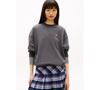 Sweatshirt TOMMY JEANS "TJ BADGE CREW", Herren, Gr. S, washed schwarz, Sweatware, Obermaterial: 100% Baumwolle, relaxed fit, Rundhals, Bündchen, Sweatshirts Sweatshirt, unisex, relaxed fit (28898637-S